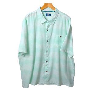 Hawaiian Mens 3XL Shirt Tropical Green Short Sleeve Button Up Camp Beach Summer